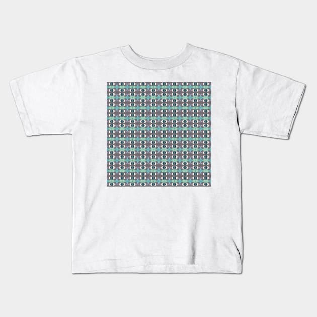 1960s Grey and Blue wallpaper pattern Kids T-Shirt by MarbleCloud